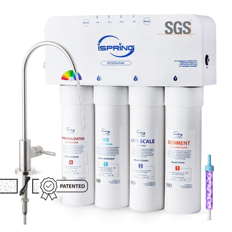 iSpring RO5004F-AK 500 GPD alkaline tankless RO system