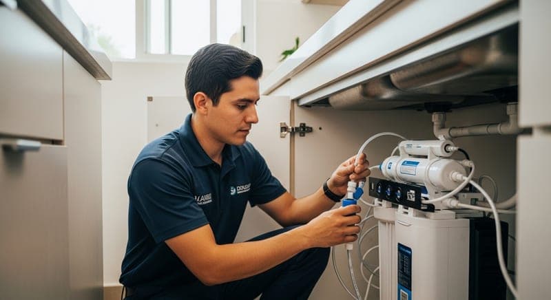 Professional under-sink reverse osmosis installation